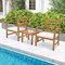 Costway 3 PCS Outdoor Furniture Set Acacia Wood Conversation Set with Soft Seat Cushions White/Grey/Navy